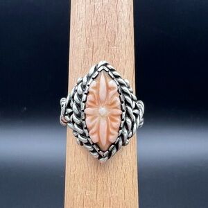 Carolyn Pollack Carved Angel Skin Coral Ring